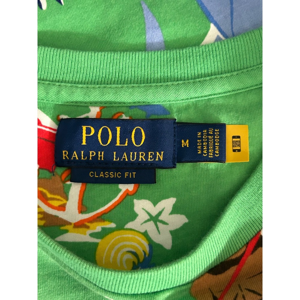 Polo Ralph Lauren Mens Green Scuba Diving Polo Bear All Over Print T-Shirt M - Picture 6 of 10